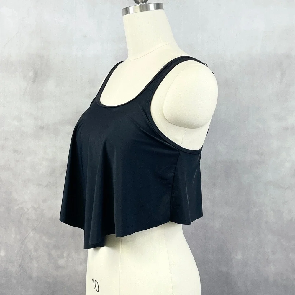Ruffled Flounce Tankini Top Size Medium‎ Swim Stretch Minimal Indie Beach Flirty